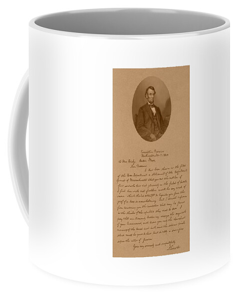 Bixby Letter Coffee Mug featuring the mixed media President Lincoln's Letter To Mrs. Bixby by War Is Hell Store