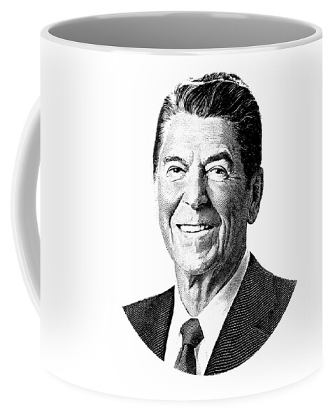 Ronald Reagan Coffee Mug featuring the digital art President Ronald Reagan Graphic by War Is Hell Store