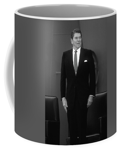 Ronald Reagan Coffee Mug featuring the photograph President Ronald Reagan - Two by War Is Hell Store