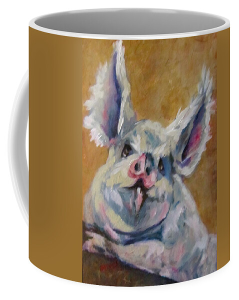 Pigs Coffee Mug featuring the painting Pretty Petunia by Barbara O'Toole