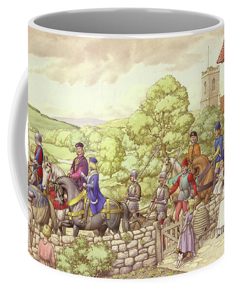 Prince Edward Riding From Ludlow To London Coffee Mug featuring the painting Prince Edward riding from Ludlow to London by Pat Nicolle