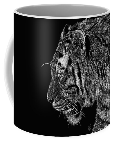 Tiger Coffee Mug featuring the drawing Prince by Shevin Childers