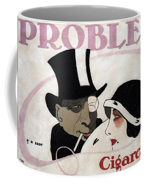 Problem Coffee Mug featuring the mixed media Problem Cigarettes - Vintage Art Nouveau Advertising Poster by Hans Rudi Erdt by Studio Grafiikka