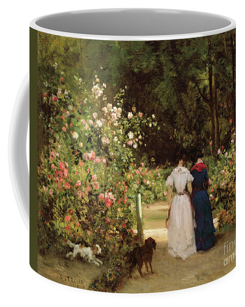 Promenade Coffee Mug featuring the painting Promenade by Constant-Emile Troyon