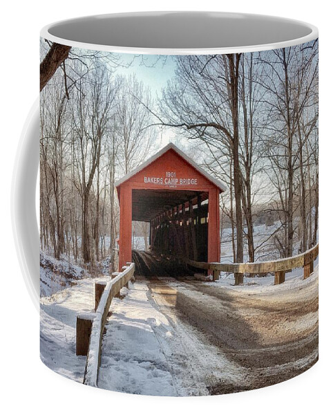 Baker's Camp Bridge Coffee Mug featuring the photograph Protected Crossing in Winter by Andrea Platt