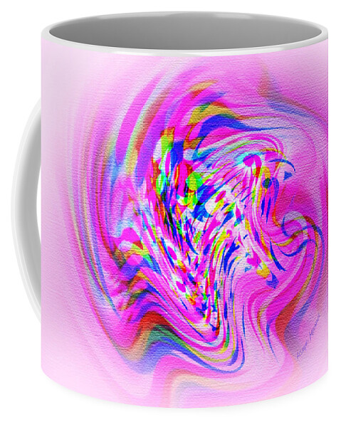 Digital Art Coffee Mug featuring the digital art Psychedelic Swirls on Lollypop Pink by Kaye Menner