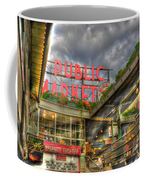 Seattle Coffee Mug featuring the photograph Public Market by Dillon Kalkhurst