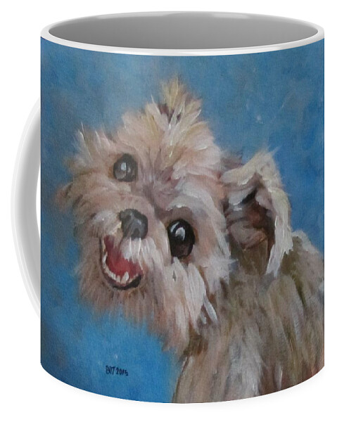 Dog Coffee Mug featuring the painting Pudgy Smiles by Barbara O'Toole