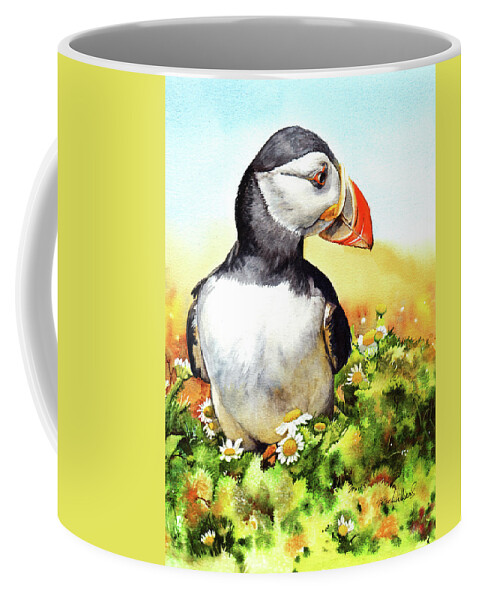 Puffin Coffee Mug featuring the painting Puffin by Peter Williams