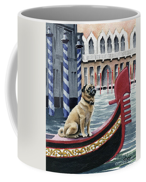 Pug Coffee Mug featuring the painting Pug in Venice by David Rogers