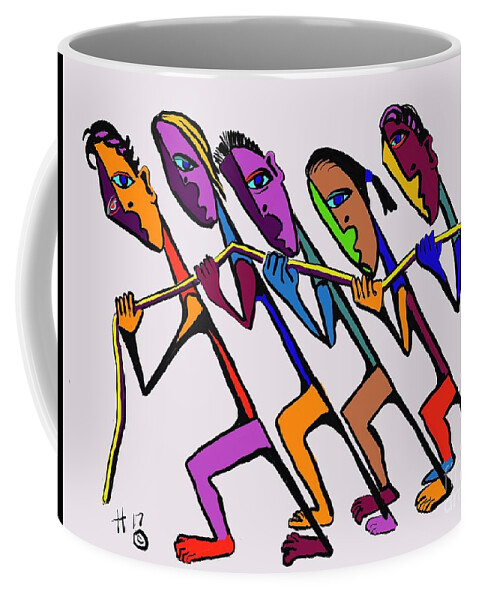  Coffee Mug featuring the digital art Pulling together by Hans Magden