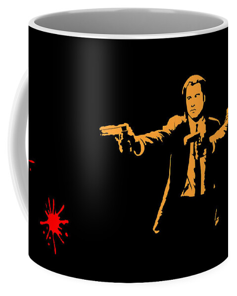 Pulp Fiction Coffee Mug featuring the digital art Pulp Fiction Splatter by Movie Poster Prints