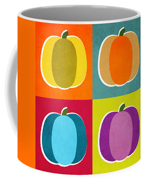 Pumpkins Coffee Mug featuring the digital art Pumpkins- Pop Art by Linda Woods by Linda Woods
