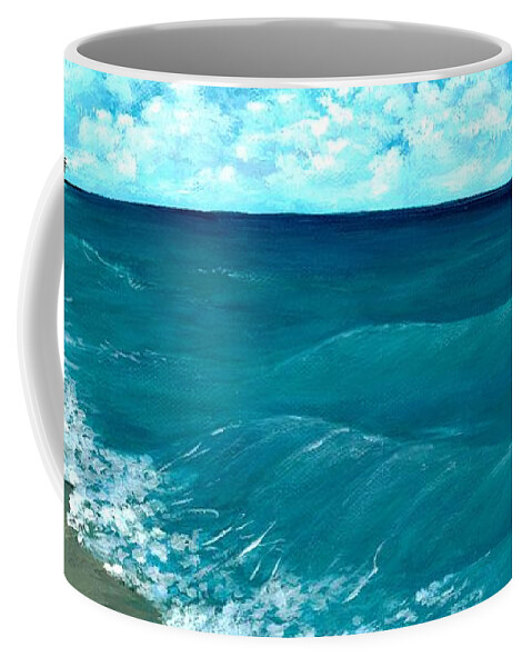 Blue Coffee Mug featuring the painting Punta Cana Beach by Anastasiya Malakhova
