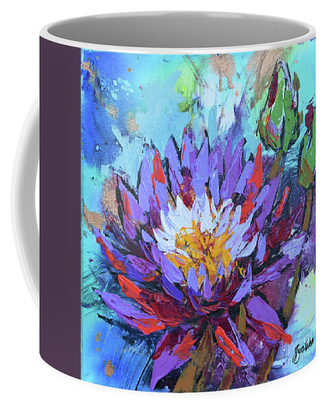 Flowers Coffee Mug featuring the painting Purple Lotus by Jyotika Shroff