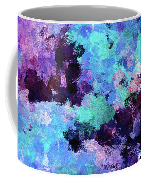 Abstract Coffee Mug featuring the painting Purple and Blue Abstract Art by Inspirowl Design