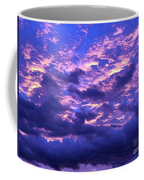 Purple Sky Coffee Mug featuring the digital art Purple Explosion at Sunrise by J Marielle