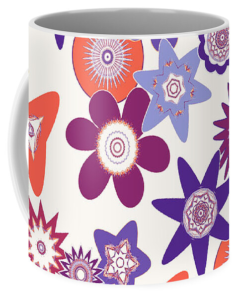 Funky Flower Pattern Coffee Mug featuring the digital art Purple Flower Fantasy by Two Hivelys