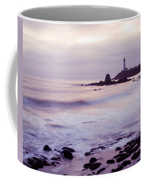 Pigeon Point Lighthouse Coffee Mug featuring the photograph Purple Glow At Pigeon Point Lighthouse Alternate Crop by Priya Ghose