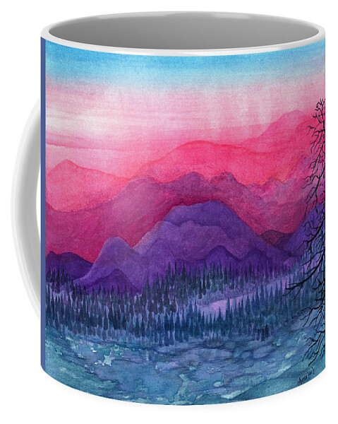 Adria Trail Coffee Mug featuring the painting Purple Hills by Adria Trail
