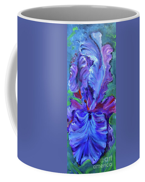 Iris Coffee Mug featuring the painting Purple Iris by Jenny Lee