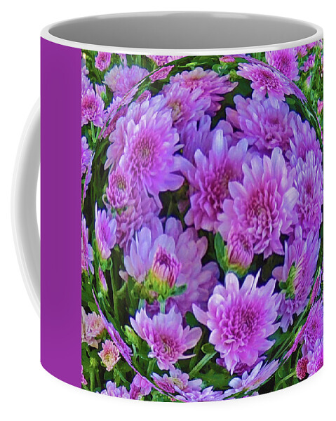 Digital Art Coffee Mug featuring the digital art Purple Mums in the Round by Marian Bell