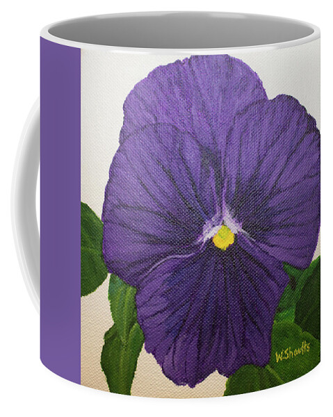 Pansy Coffee Mug featuring the painting Purple Pansy by Wendy Shoults