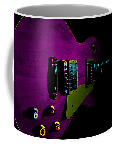 Guitar Coffee Mug featuring the digital art Purple Relic Les Paul II Hover Series by Guitarwacky Fine Art