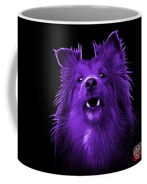 Sheltie Coffee Mug featuring the painting Purple Sheltie Dog Art 0207 - BB by James Ahn