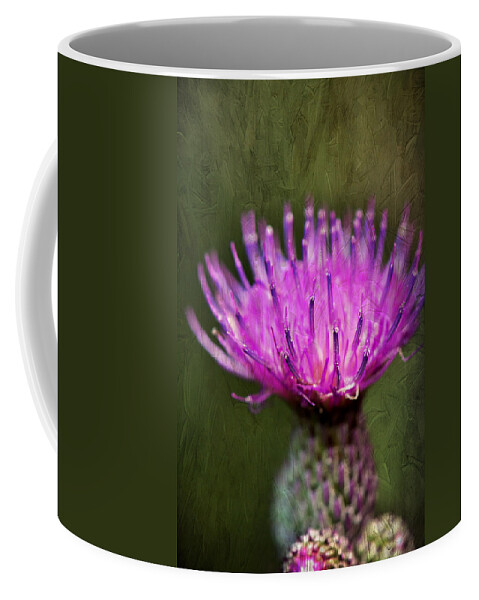 Purple Thistle Plant Print Coffee Mug featuring the photograph Purple Thistle Plant Print by Gwen Gibson