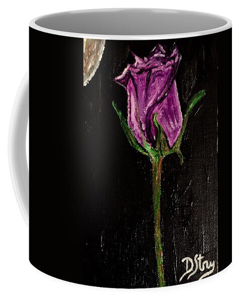 Portrait Coffee Mug featuring the mixed media Purple Under The Moon's Glow by Deborah Stanley