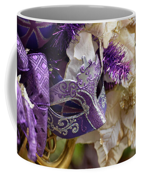 Mask Coffee Mug featuring the photograph Purple Visions by Amanda Eberly