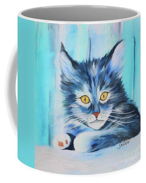 Paint Coffee Mug featuring the painting Pussy Cat by Jutta Maria Pusl
