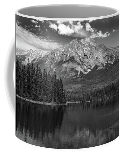 Classic Coffee Mug featuring the photograph Pyramid Lake Reflection B W by David T Wilkinson