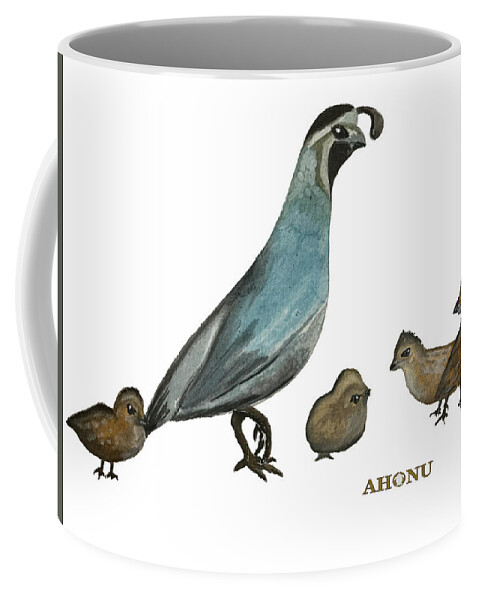 Quail Coffee Mug featuring the painting Quail Family by AHONU Aingeal Rose