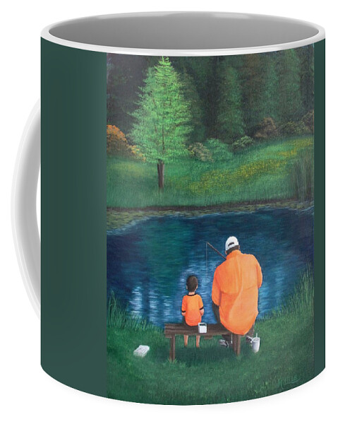 Fishing Coffee Mug featuring the painting Quality Time by Marlene Little