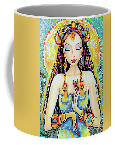 Indian Goddess Coffee Mug featuring the painting Quan Yin by Eva Campbell