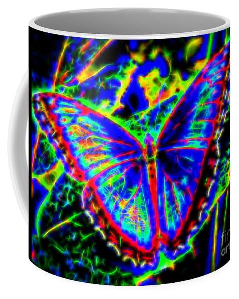 Kasia Bitner Coffee Mug featuring the digital art Quantum Butterfly by Kasia Bitner