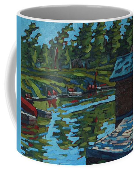1946 Coffee Mug featuring the painting Quiet Morning at Chaffeys by Phil Chadwick