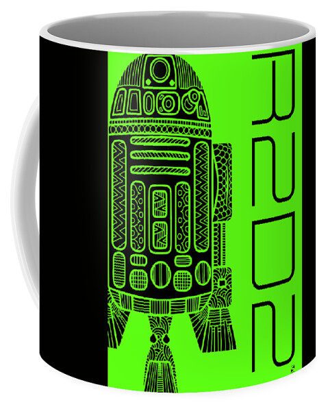R2d2 Coffee Mug featuring the mixed media R2D2 - Star Wars Art - Green by Studio Grafiikka