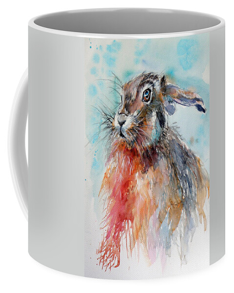 Rabbit Coffee Mug featuring the painting Rabbit by Kovacs Anna Brigitta
