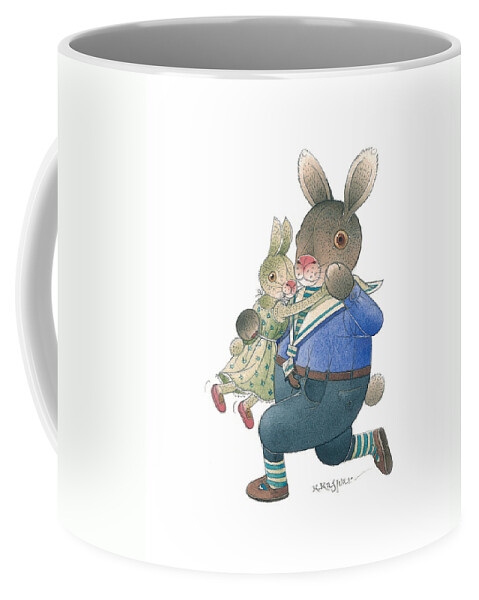 Dance Music Love Rabbit Coffee Mug featuring the painting Rabbit Marcus the Great 28 by Kestutis Kasparavicius