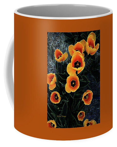 Tulips Coffee Mug featuring the mixed media Radiant Tulips by Kae Cheatham