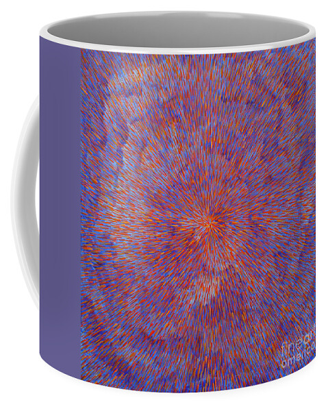 Radiation Coffee Mug featuring the painting Radiation with Blue and Red by Dean Triolo