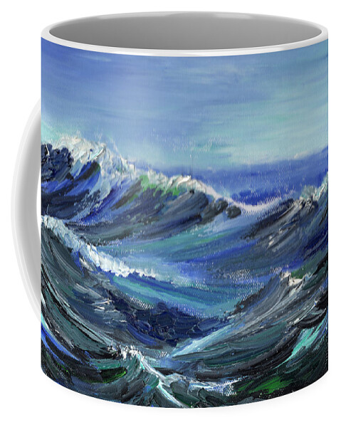 Seascape Coffee Mug featuring the painting Raging Seas by Scott Kirkman