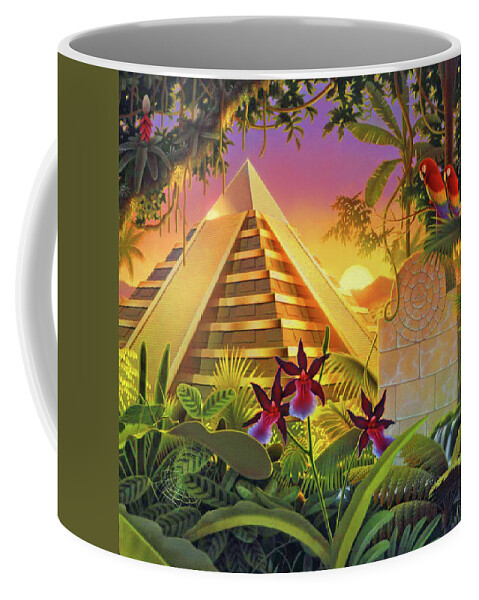 Rain Forest Coffee Mug featuring the painting Rain Forest Pyramid by Robin Moline