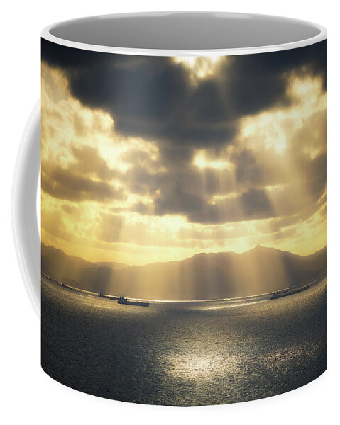 Shipping Coffee Mug featuring the photograph Rain of Light by Mikel Martinez de Osaba
