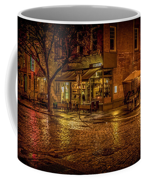 Greenwich Village Coffee Mug featuring the photograph Rain On The Cobblestones Of Greenwich Village by Chris Lord