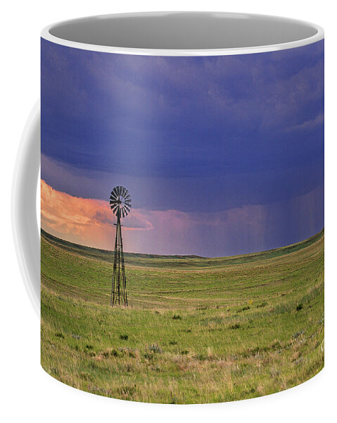 Windmill Coffee Mug featuring the photograph Rain on the Plains by Jim Garrison