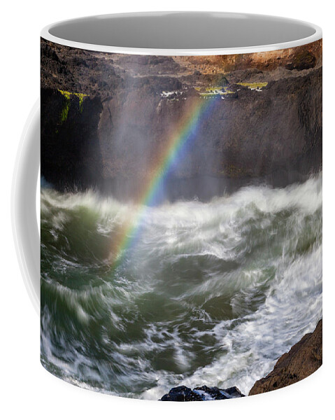 Ccape Perpetua Coffee Mug featuring the photograph Rainbow and Churning Waters by Rick Pisio